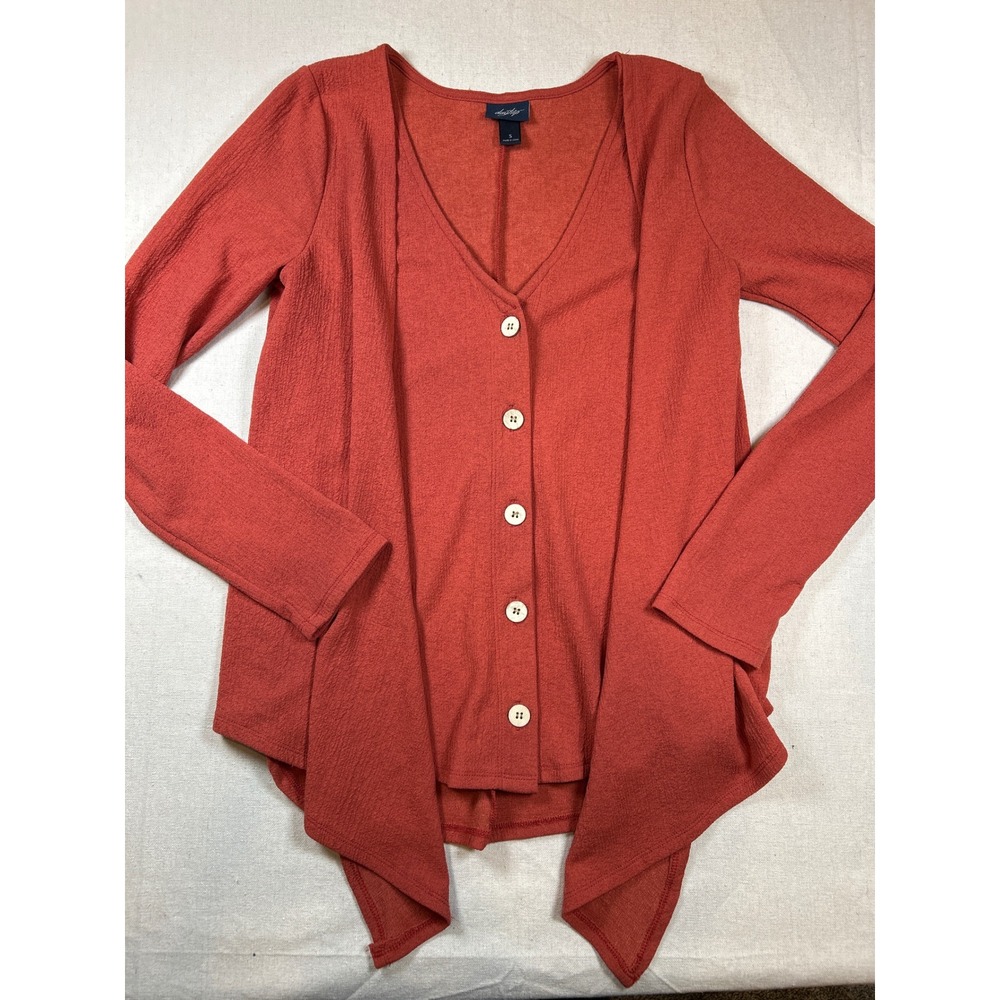 Daytrip Womens Rust Orange Layered Look Button Front Cardigan Top Size S
